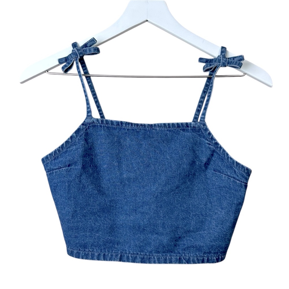 Free Assembly Denim Blue Smocked Crop Tank Top Sz XL 14/16 NWT